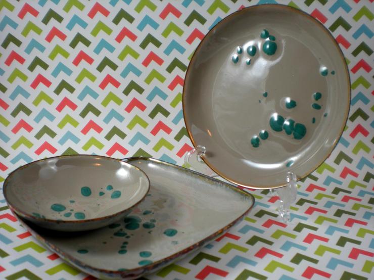 gray teal dishes